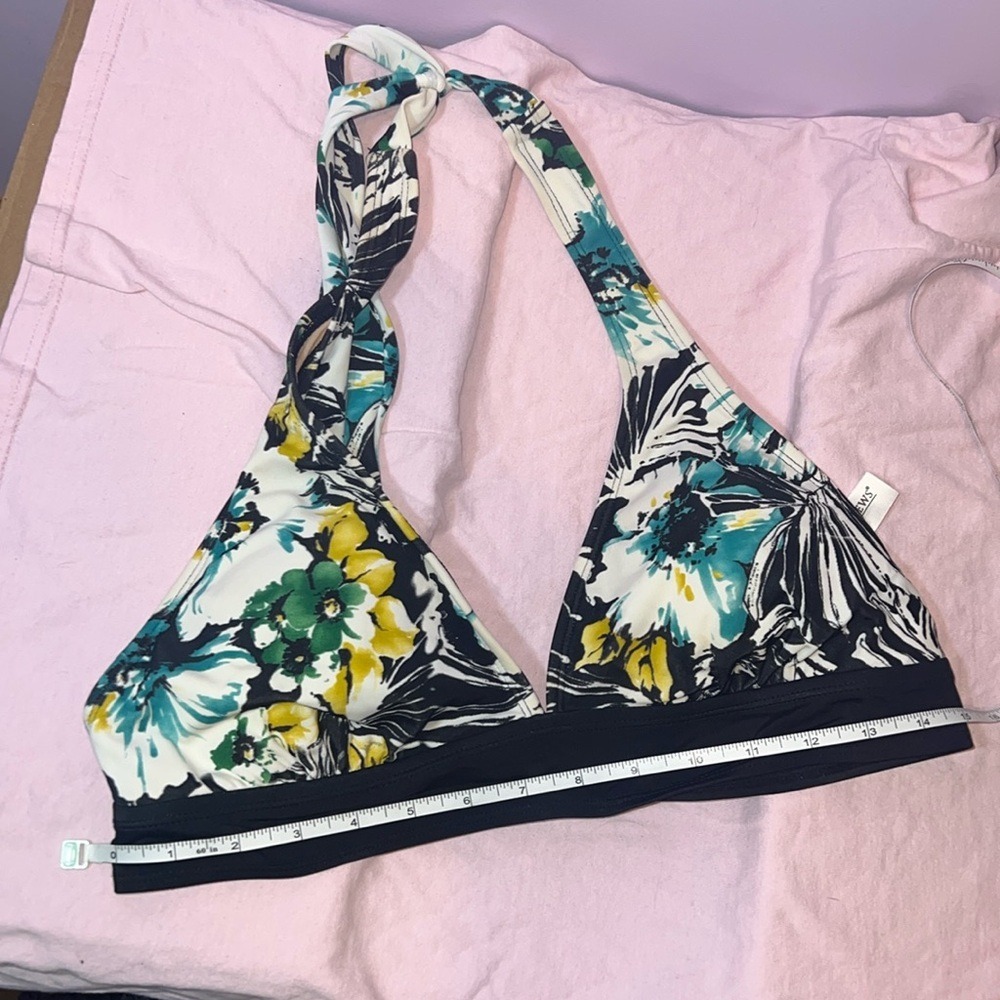 Newport News Floral‎ Twist Halter Bikini Top Swimsuit Beach Vacation Size 14